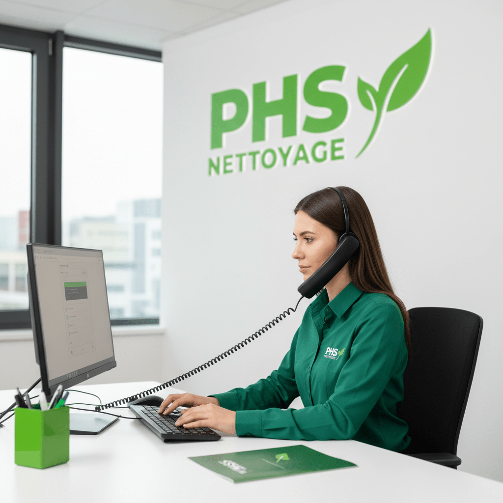 Secretaire qui répond au téléphone dans un bureaux