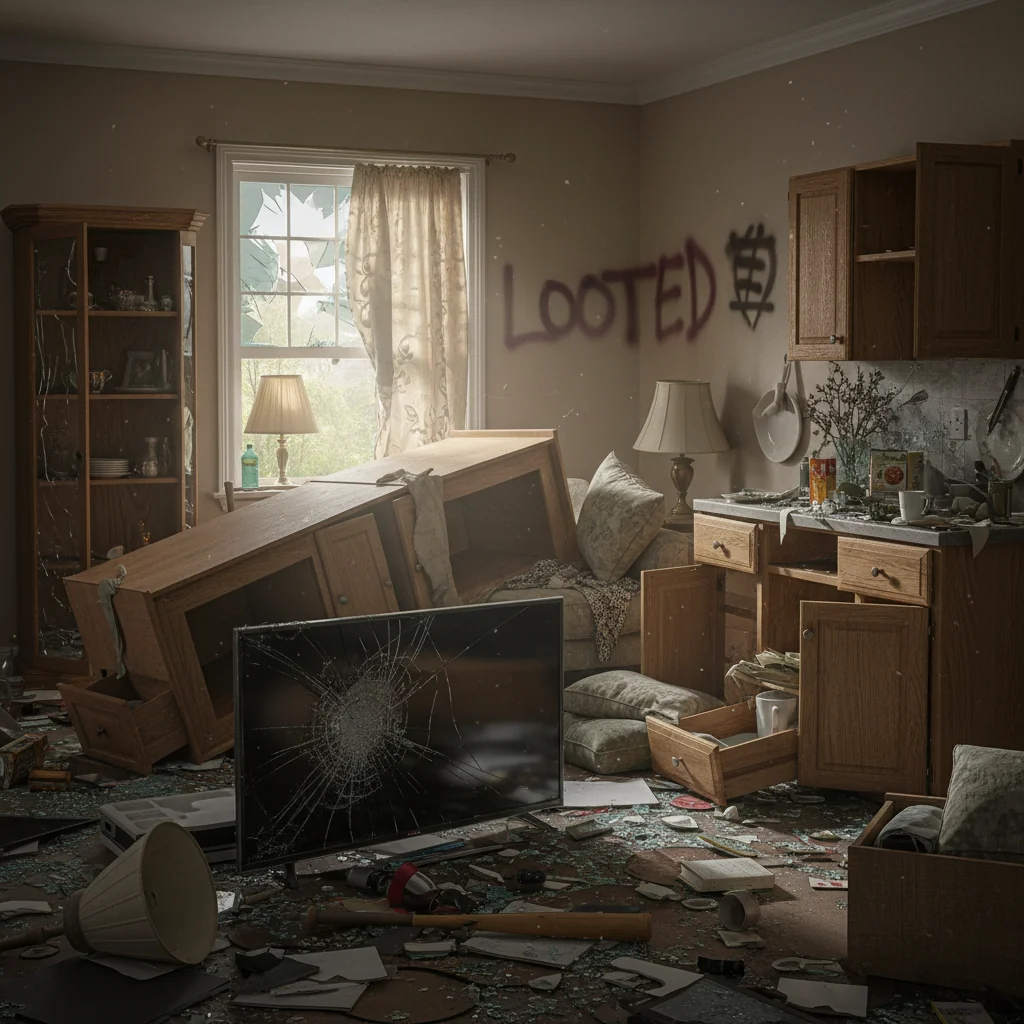 intérieur d'une Maison vandalisé suite à un cambriolage